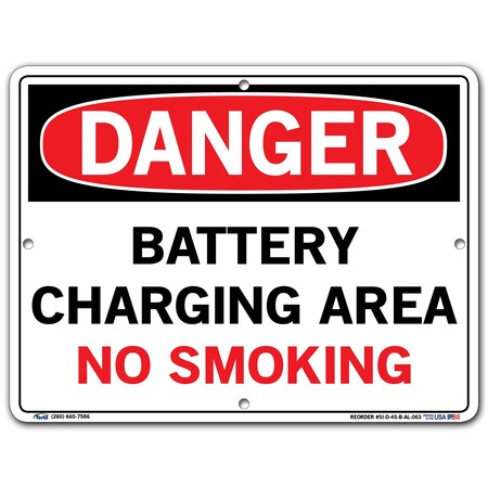 Vestil Aluminum Sign, 9-1/2" H, 12-1/2" W, Rectangle, English, SI-D-45-B-AL-063 SI-D-45-B-AL-063